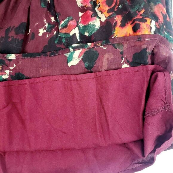 Abercrombie & Fitch Maroon Floral Fall Dress Boho - Picture 9 of 14